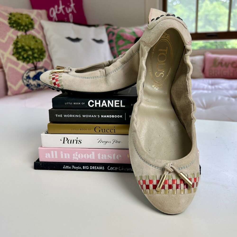 Tod's Suede Ballet Flats, 37.5, NWOT - Picture 2 of 9